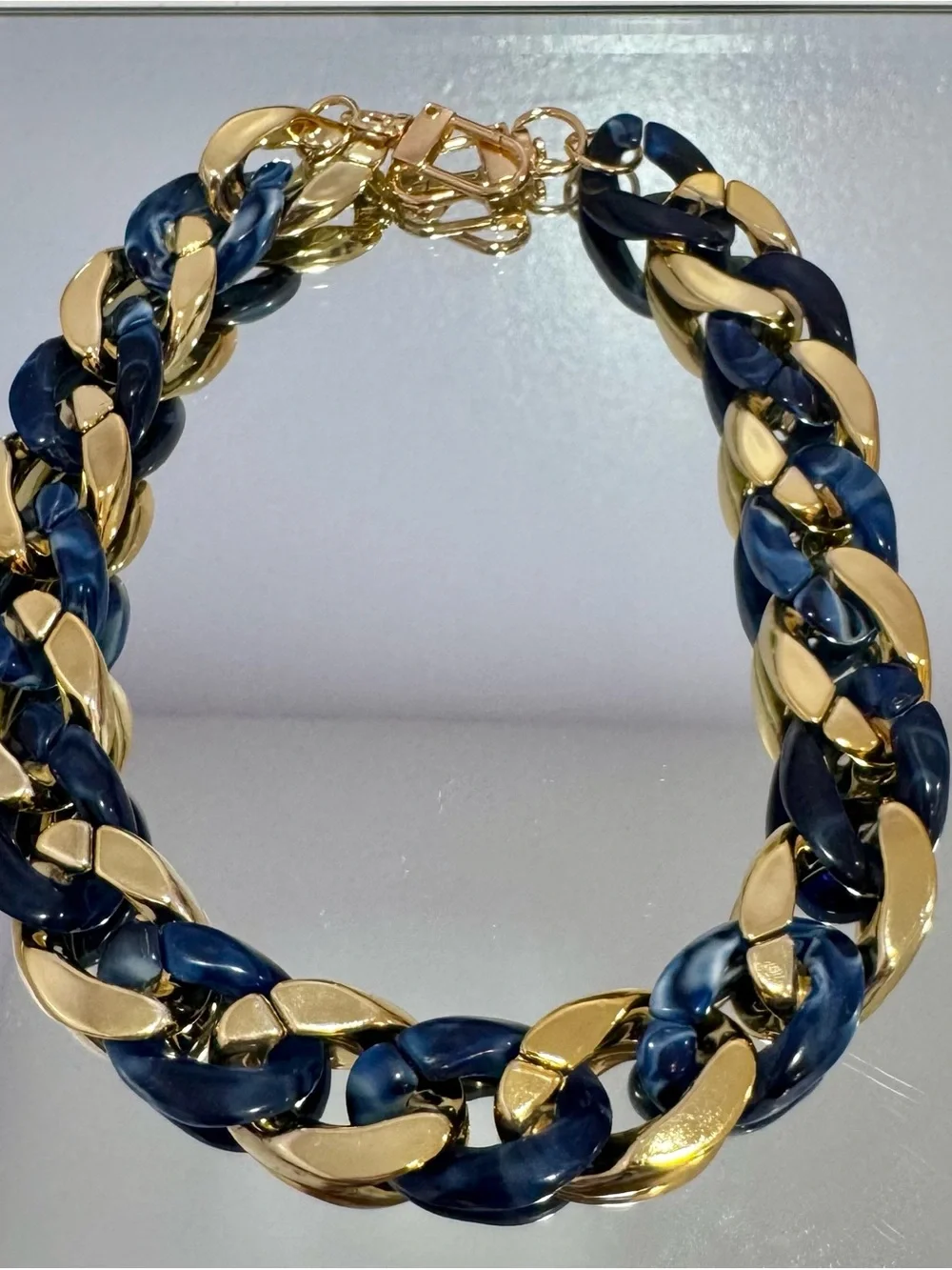 New Acrylic Gold and Navy Bag Chain 18 inches